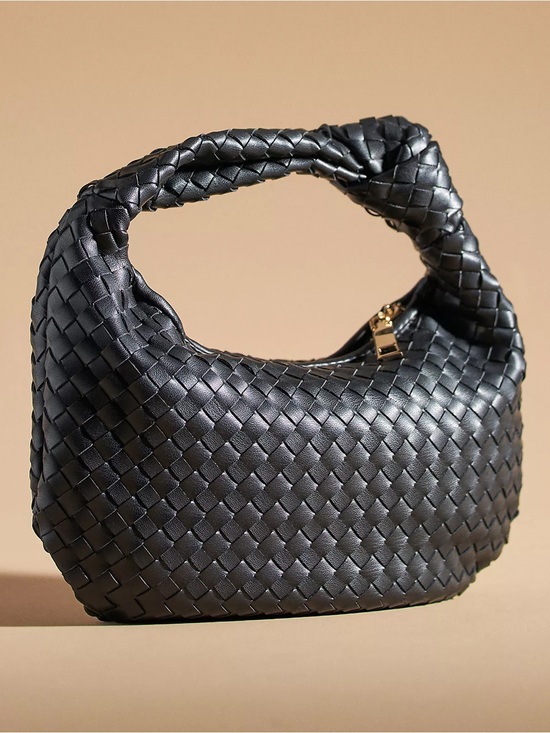 Handbags - Woven Hobo Shoulder Bag - Black